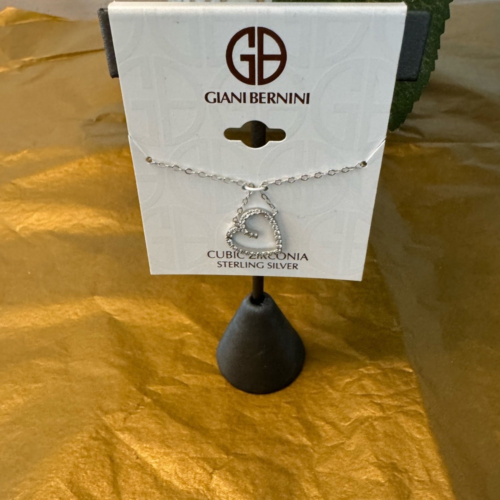 Sterling silver heart with CZ’s necklace. NWT